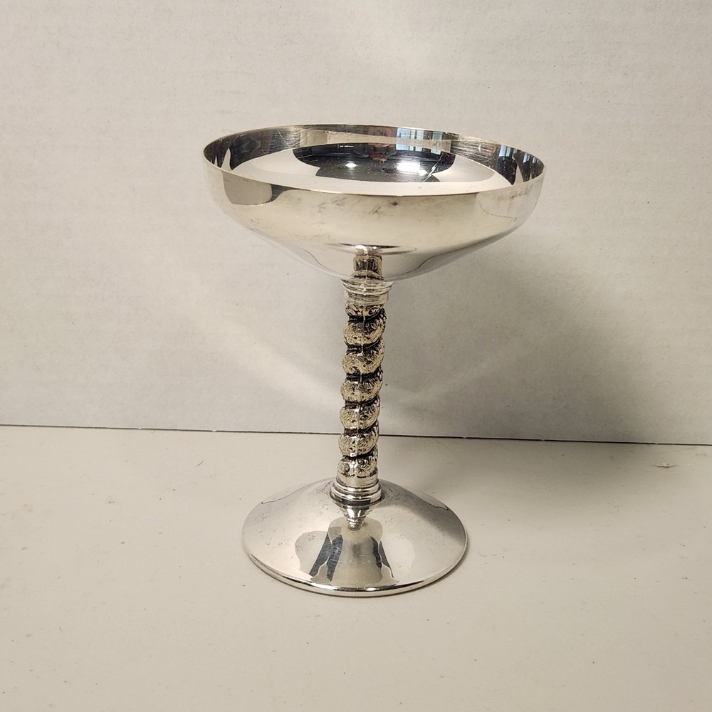 VTG Spanish Silver Plate Champagne Goblet‎ Grapevine Stem EPB Spain 5.5" Tall